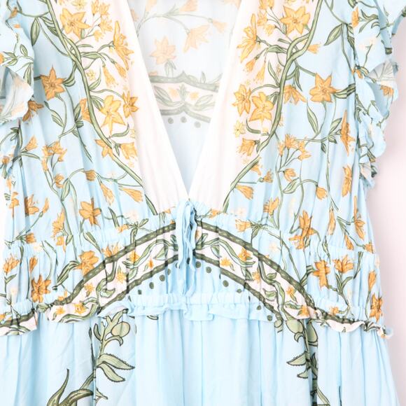 Derek Lam 10 Crosby x RTR Flutter Sleeve V-Neck Blue challis Midi Dress - Picture 8 of 8